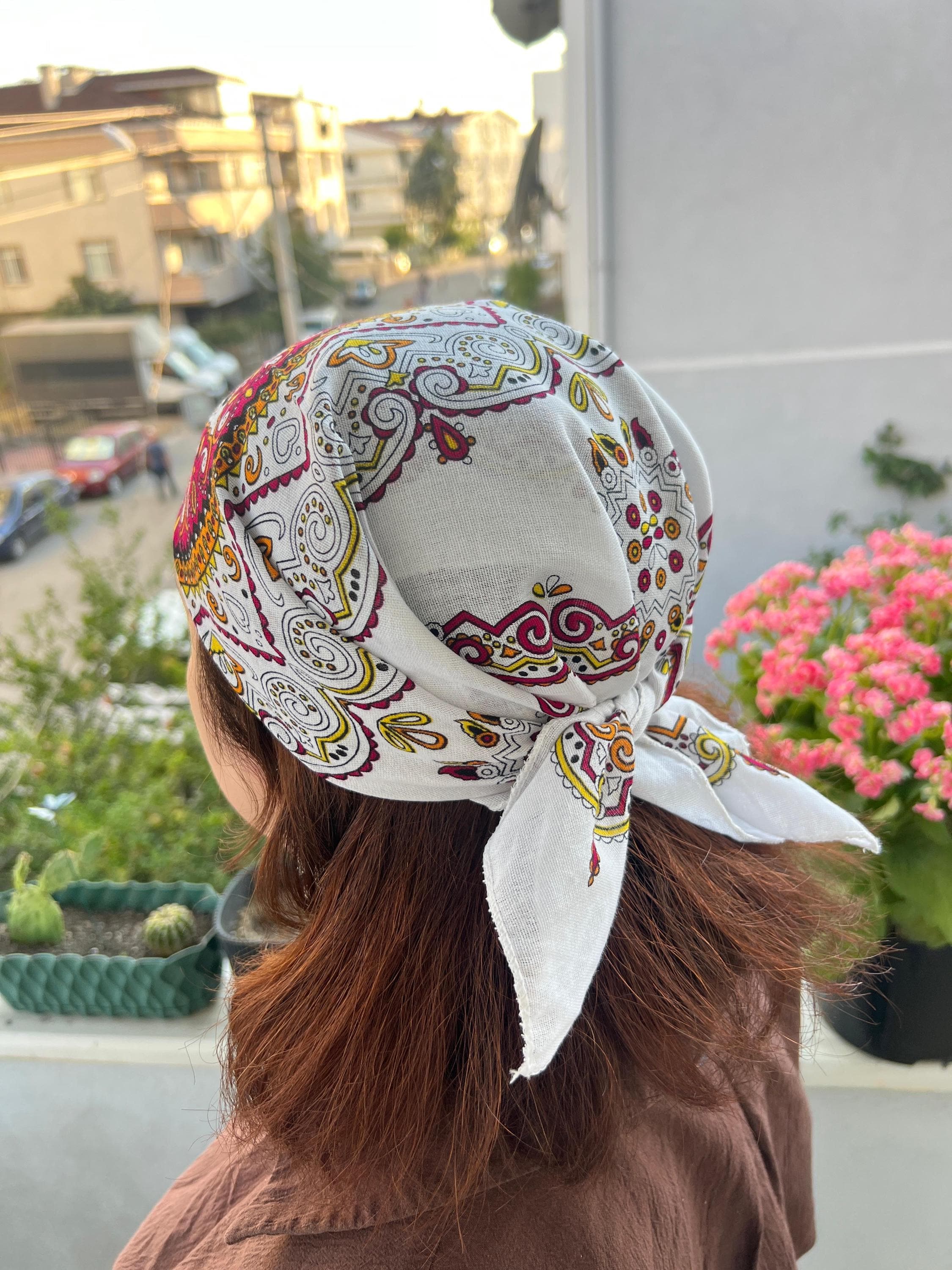 ペイズリーコットンバンダナ：ボヘミアンスカーフ、ヘッドラップ