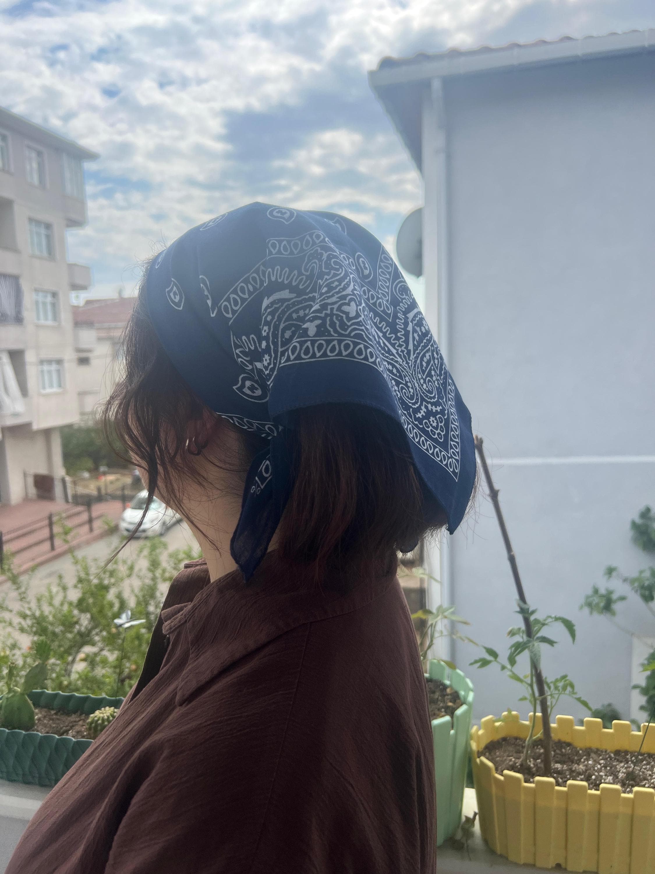 Cotton Paisley Bandana: Navy Blue Scarf, Headband & Face Cover - Etsy