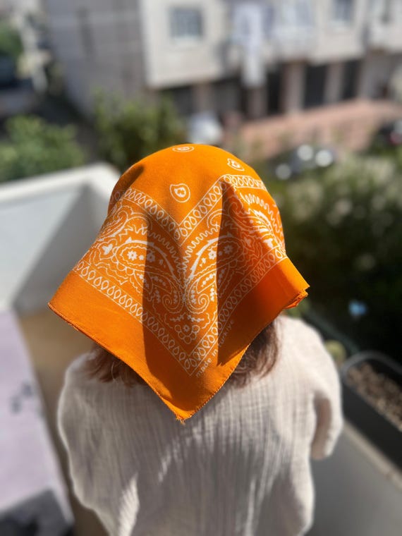orange blue paisley headband