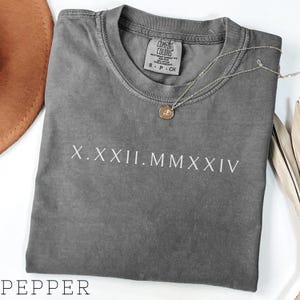 Custom Roman Numeral T-shirt, Comfort Colors® Personalized Anniversary Date Shirt, Matching Couples Outfit, Valentines Day Gift, Wedding Tee