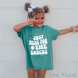 Just Here For The Snacks Baseball Sister Era Youth Baseball Shirt Sports Sister Life Retro Sister Gift Big Little Sister Funny Family Tee