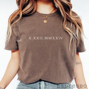 Personalized Roman Numeral Tshirt, Comfort Colors Custom Roman Date Neckline Shirt, Anniversary Year Outfit, Couple Tee, Valentines Day Gift
