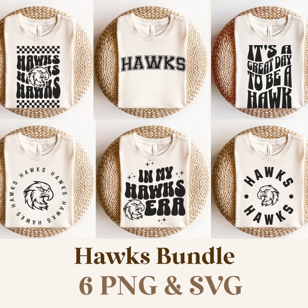 Groovy Hawks SVG Bundle, Hawk School Spirit SVG | C’est un grand jour SVG | Hawks Chemise Png Svg Bundle | Hawks Pride Svg Cricut Télécharger les paquets