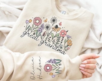 Mothers Day Gifts Great Grandma Sweatshirt Custom Great Grammy Sweatshirt Nona Sweatshirt Nanny Shirt Gift Great Grandma shirt with Kid Name