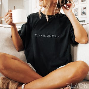 Personalized Roman Numeral T-shirt, Comfort Colors® Custom Anniversary Date Shirt, Matching Couples Outfit, Honeymoon Shirt, Wedding Tee