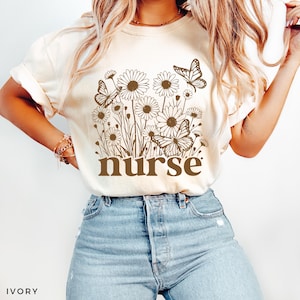 Nurse Comfort Colors® Floral Shirt, Toile Nurse Shirt, RN Shirt, Nurse Graduation Gift, Nurse Week Shirt, Nurse Appreciation, Gift For Nurse