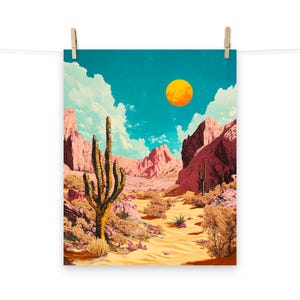 Wüste Kaktus Landschaft Poster - Natur Wandkunst für Wohnkultur