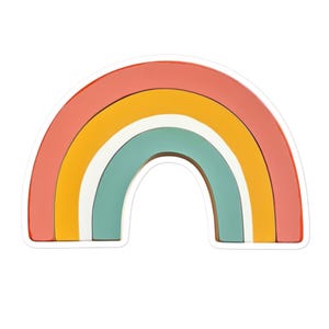 Boho Rainbow Sticker – Retro Pastel Vinyl Decal for Laptops, Water Bottles, Gifts and More