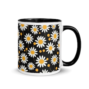 Groovy Black, White and Yellow Daisy Mug