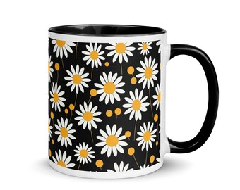 Groovy Black, White and Yellow Daisy Mug