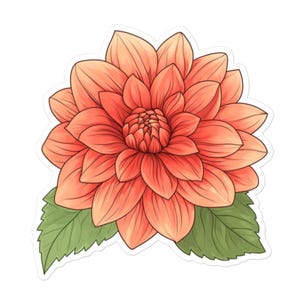Adesivo con fiore di dalia – Decalcomania in vinile botanica / Estetica floreale, decorazione per laptop e bottiglie d'acqua ispirata alla natura