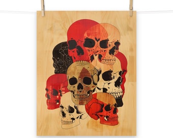 Abstract Skull Collage Art Poster - Art Print for Goth Horror and Punk Home Decor
