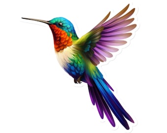 Leuke kleurrijke kolibrie vinyl magneet