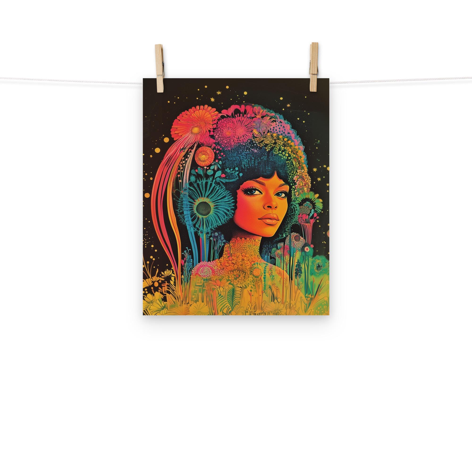 Psychedelic Cosmic Goddess Poster – Vintage Futuristic Celestial Art ...