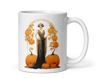 Vintage Art Deco Halloween Pumpkins Coffee Mug