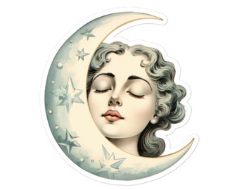 Celestial Crescent Moon Goddess Sticker