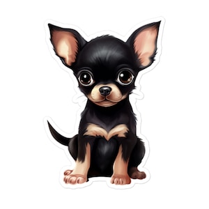 Cute Black and Tan Chihuahua Puppy Dog Vinyl Sticker