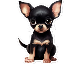 Cute Black and Tan Chihuahua Puppy Dog Vinyl Sticker