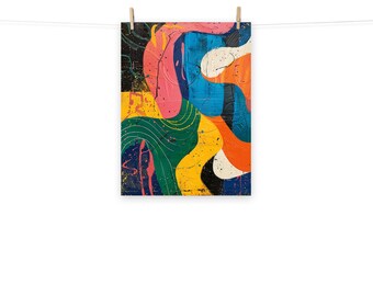 カラフルな抽象画のミッドセンチュリーモダン絵画ポスター