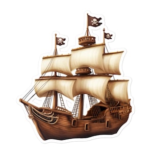 Adesivo de vinil de navio pirata – Veleiro com bandeira Jolly Roger para laptops, álbuns de recortes, presentes e muito mais