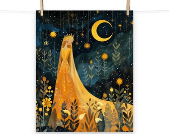 Storybook Princess on a Moonlit Night Poster – Enchanting Fairytale Art for Fantasy Home Decor