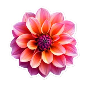 Adesivo con fiore di dalia vibrante – Decalcomania in vinile botanica / Estetica ispirata alla natura per laptop, bottiglie d'acqua e altro ancora