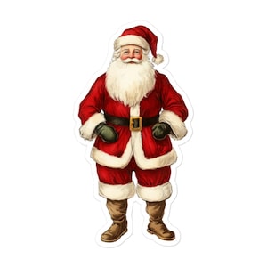 Adhesivo de vinilo navideño de Papá Noel vintage: adhesivo retro para regalar, rellenar medias navideñas, decorar fiestas y mucho más