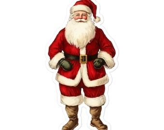 Vintage Santa Claus Christmas Vinyl Sticker – Retro Holiday Decal for Gifts, Stocking Stuffers, Holiday Decor and More