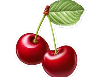 Cute Cherry Vinyl Sticker – Retro Fruit Decal for Laptops, Water Bottles, Gifts and More