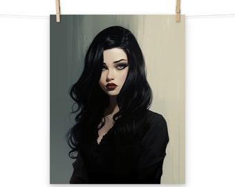Poster con ritratto dipinto di ragazza gotica