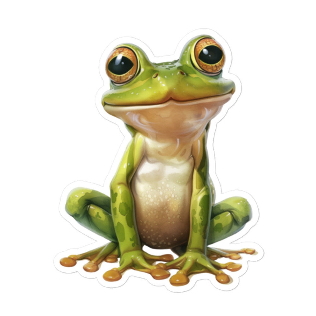 Adorable Frog Vinyl Sticker - Cute Animal Decal for Laptops, Water ...