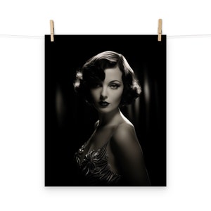 Ritratto glamour della vecchia Hollywood, fotografia in bianco e nero, poster