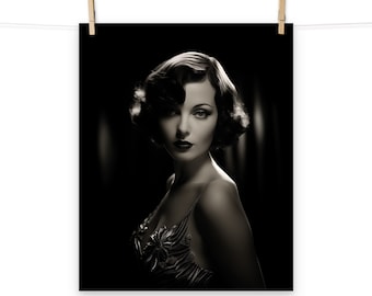 Old Hollywood Glamour Portrait Black and White Photograph Poster