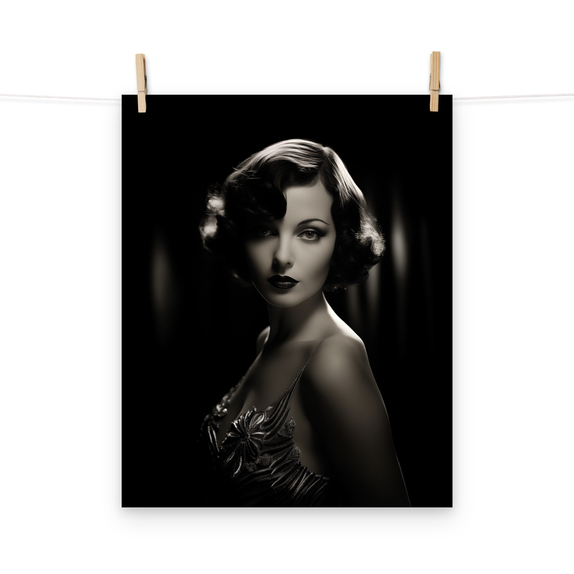 Old Hollywood Glamour Portrait Black and White Photograph Poster - Etsy