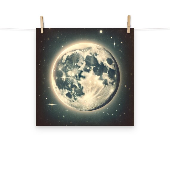 Vintage Celestial Moon and Stars Poster - Etsy