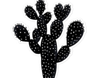 Vinilo de cactus blanco y negro: calcomanía minimalista de planta desértica para portátiles, botellas de agua, regalos y más.