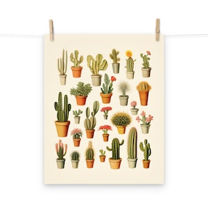 Vintage Kaktus Poster - Mid-Century Modern Succlent Botanical Wall Art Print für Retro Home Decor