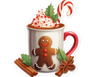 Christmas Hot Cocoa Chocolate Gingerbread Vinyl Sticker