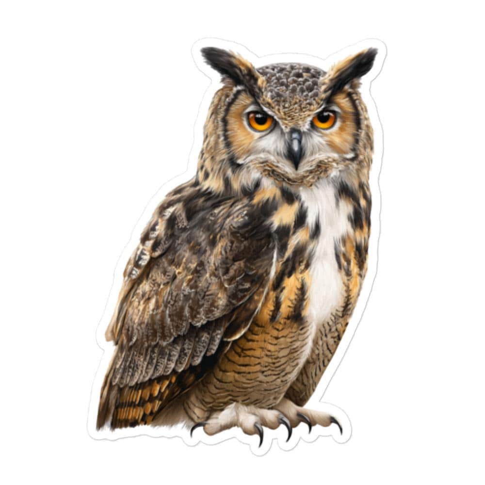 Great Horned Owl Vinyl Sticker &ndash; Woodland Bird Decal for Gifts, Laptops, Water Bottles, Scrapb