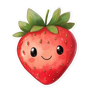 Sticker vinyle fraise mignon - Sticker fruit kawaii pour ordinateurs portables, bouteilles d'eau, cadeaux et plus