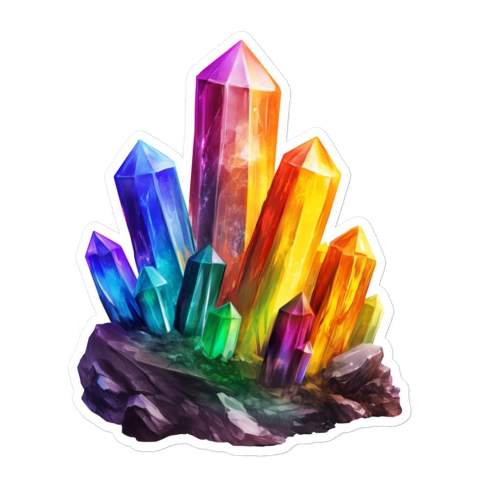 Rainbow Crystal Vinyl Sticker – Gem Decal for Water Bottles