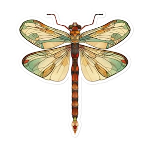 Adesivo in vinile con libellula in stile Art Nouveau - Bellissimo adesivo a forma di insetto per computer portatili, bottiglie d'acqua, diari, album e altro ancora
