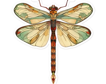 Sticker vinyle Art nouveau libellule - beau sticker insecte pour ordinateurs portables, bouteilles d'eau, journaux, albums de coupures et plus