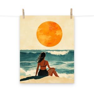 Vintage Sonne und Meer Strand Poster - Heiterer Sommer Kunstdruck für das Küsten Home Dekor