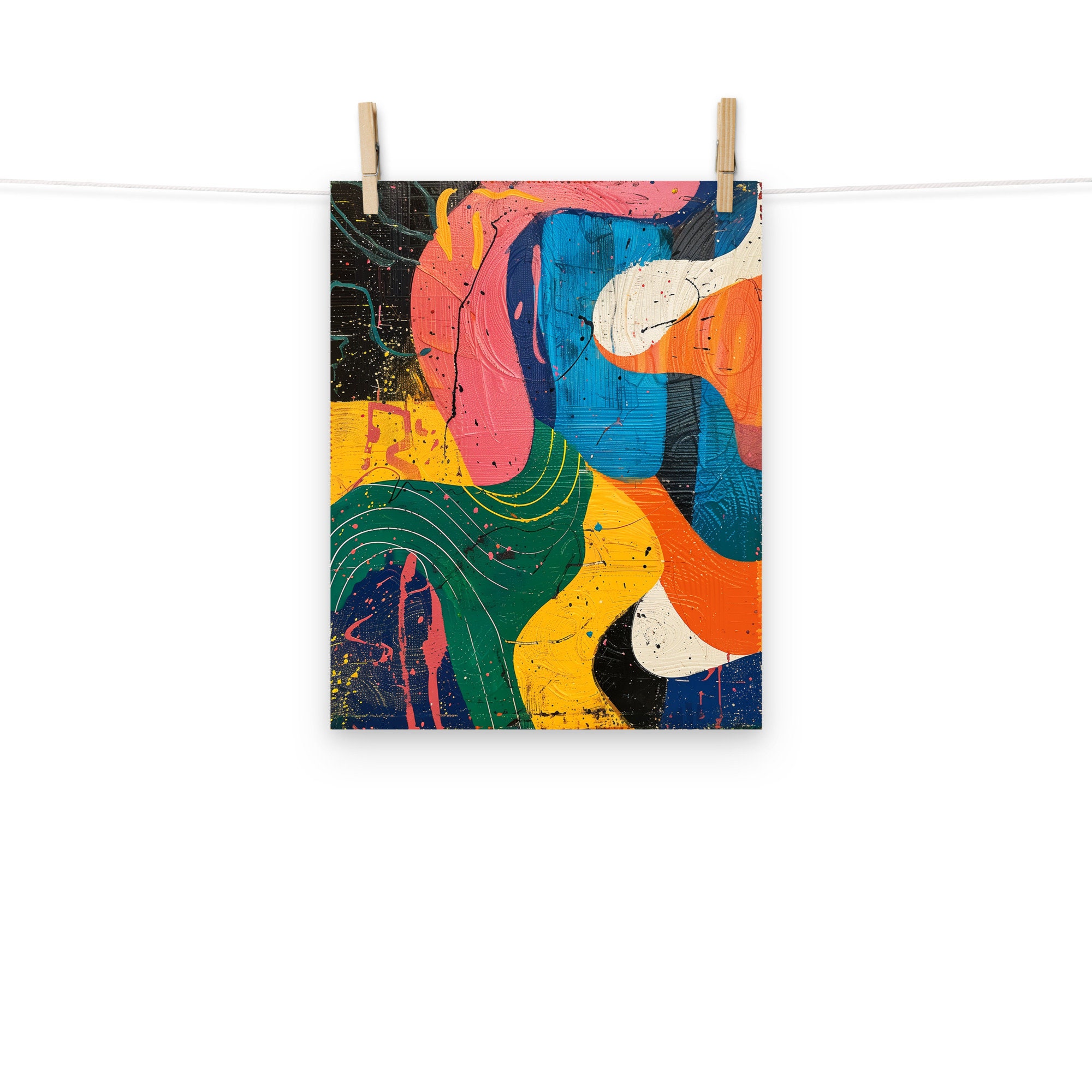 カラフルな抽象画のミッドセンチュリーモダン絵画ポスター