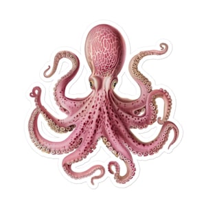 Pink Octopus Sticker - Sea Life Art Sticker für Wasserflaschen, Journale und Laptops