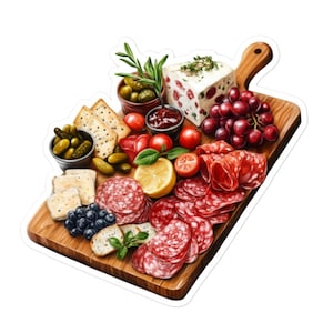 Adesivo in vinile per tagliere di salumi – Adesivo per tagliere di formaggi e salumi gourmet per laptop, album di ritagli, bomboniere e altro ancora.