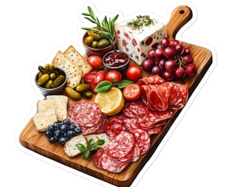 Adesivo in vinile per tagliere di salumi – Adesivo per tagliere di formaggi e salumi gourmet per laptop, album di ritagli, bomboniere e altro ancora.
