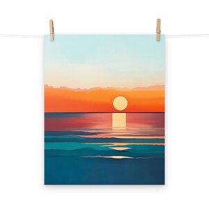 Bunter Ozean Sonnenuntergang Poster - Gelassene minimalistische moderne Wandkunst für Wohnkultur