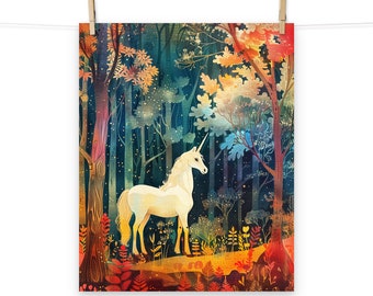 Enchanted Unicorn Forest Poster - Fantasy Wall Art for Whimsical Home Decor